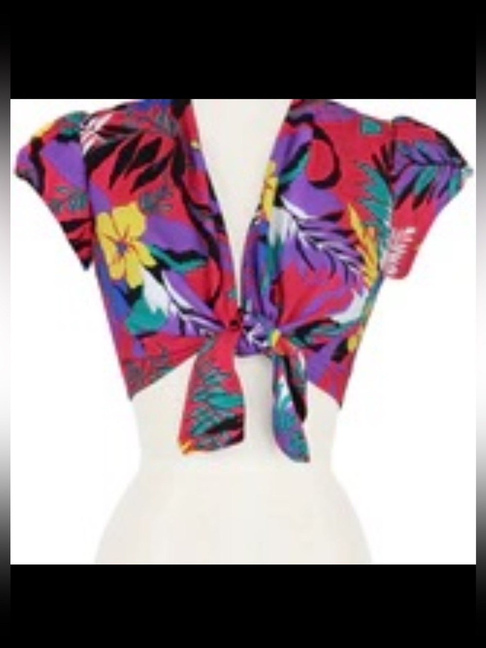 Trashy Diva Purple Tropical Tie-Front Crop Top with Multicolor Floral Print